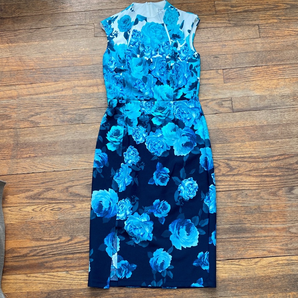 Enfocus Studio Blue Floral Midi Dress